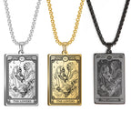 Dawapara Skeleton Tarot Necklace Amulet Marigold Tarot Card Major Arcana Necklaces Halloween Gift Stainless Steel