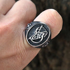 Gothic Death Sickle Skull Ring Men Death Scythe Stainless Steel Biker Ring Vintage Male Punk Skull Signet Ring Gift for Him