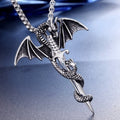 Retro Pterodactyl Holy Sword Shape Pendant Necklace for Men Fashion Dragon Pendant Chains On The Neck Metal Accessories