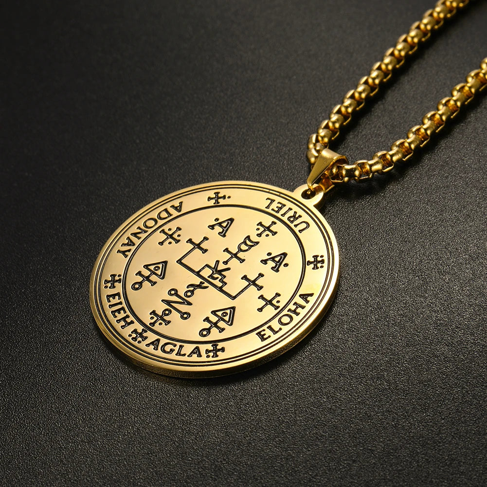 COOLTIME Supernatural Amulet Men Pendant Necklace Stainless Steel Archangel Michael Raphael Uriel Gabrie Angel Talisman