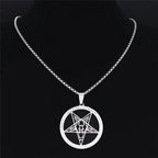 Skull Star Silver Pendant Necklace — Stainless Steel