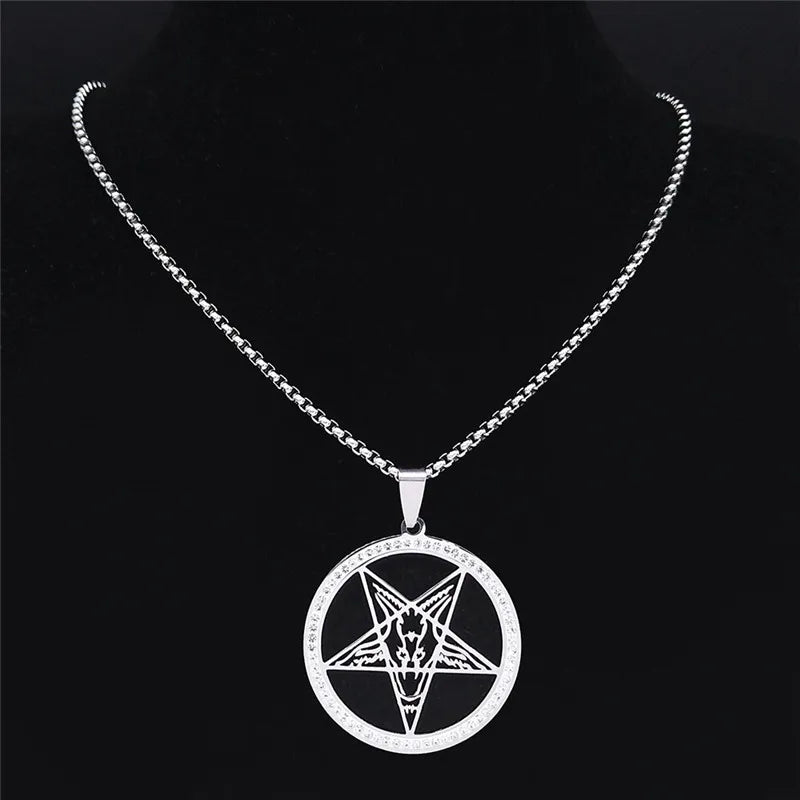 Skull Star Silver Pendant Necklace — Stainless Steel