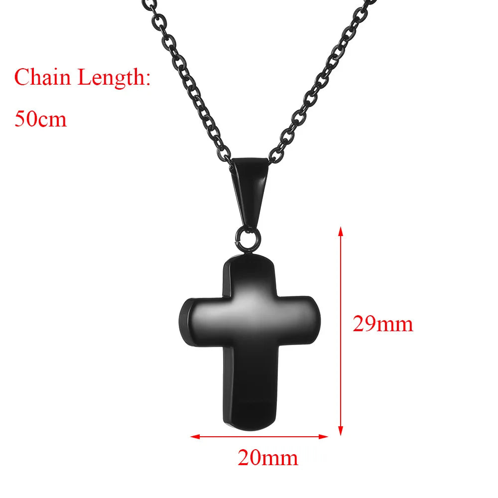 Simple Cross Necklace For Women Men Stainless Steel Chains Religion Cross Pendants Prayer Gifts with 50cm Chain