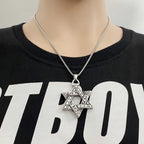 Silver Star of David Pendant Necklace — Stainless Steel
