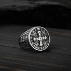 Saint Benedict Cross Men Rings Punk Hip Hop for Boyfriend Male Stainless Steel Jewelry Creativity Gift Wholesale