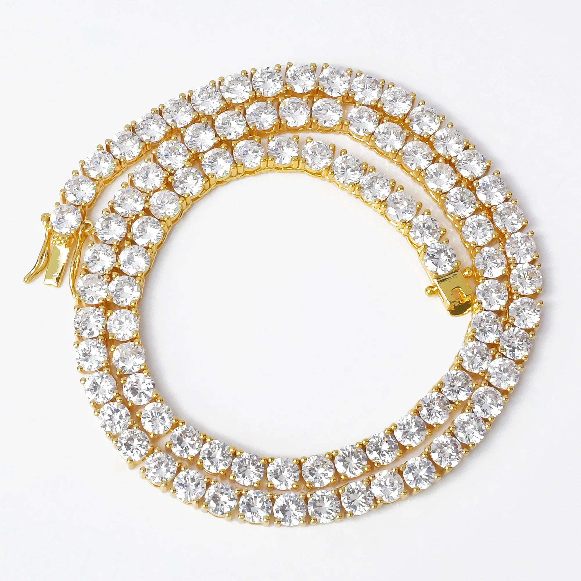 Aokaishen Tennis Chain Men Necklace Real Gold Plated Hip Hop Rock Street Jewelry Iced Out Charms Free Shipping Items