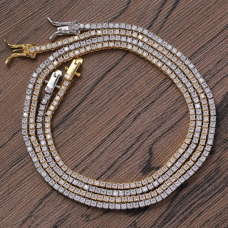 2mm Hip Hop Bling Iced Out 1 Row Square AAA CZ Stone Tennis Link Chain Cubic Zirconia Chokers Necklaces for Men Rapper