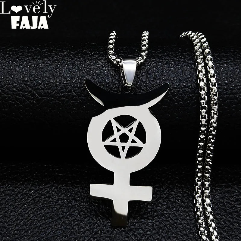 Inverted Cross Silver Chain Necklace — Stainless Steel