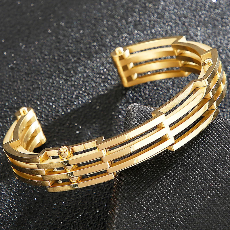 12MM Gold Color 316L Stainless Steel Open Bangle Cuff Bracelet For Man Boys On Hand Jewellery Accessories Logo Name