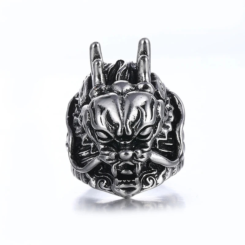 Ring for Women Girls Dragon Snake Fashion Men Jewelry Vintage Ancient Silver Color Punk Hip Hop Adjustable Locomotive