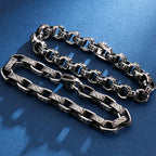 Gothic Skull Head Links Chain Bracelet For Man 316L Stainless Steel Skeleton Charm Men's Bracelets 7.87" 9" Male Bike