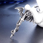 Retro Pterodactyl Holy Sword Shape Pendant Necklace for Men Fashion Dragon Pendant Chains On The Neck Metal Accessories