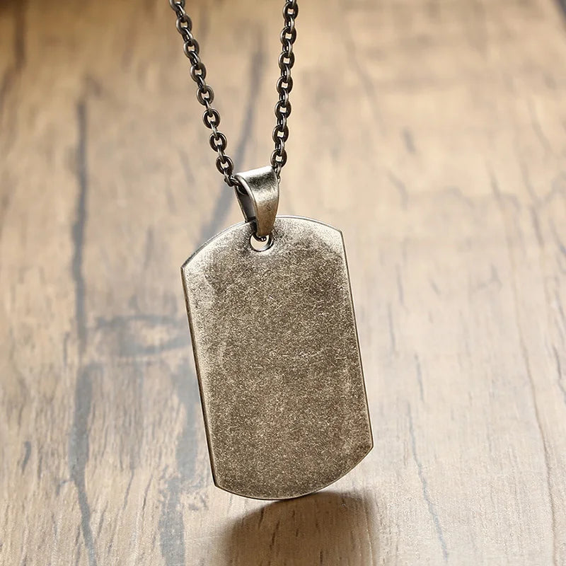 Dog Tag Pendant Necklace — Stainless Steel