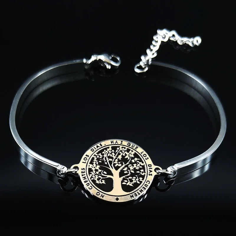 Flower of Life Silver Bracelet — Stainless Steel