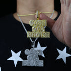 New Cash Ova Broke Pendant Necklace Hiphop Rock Iced Out Bling 5A Zircon Silver Color Cz Tennis Chain Letter Charm Men