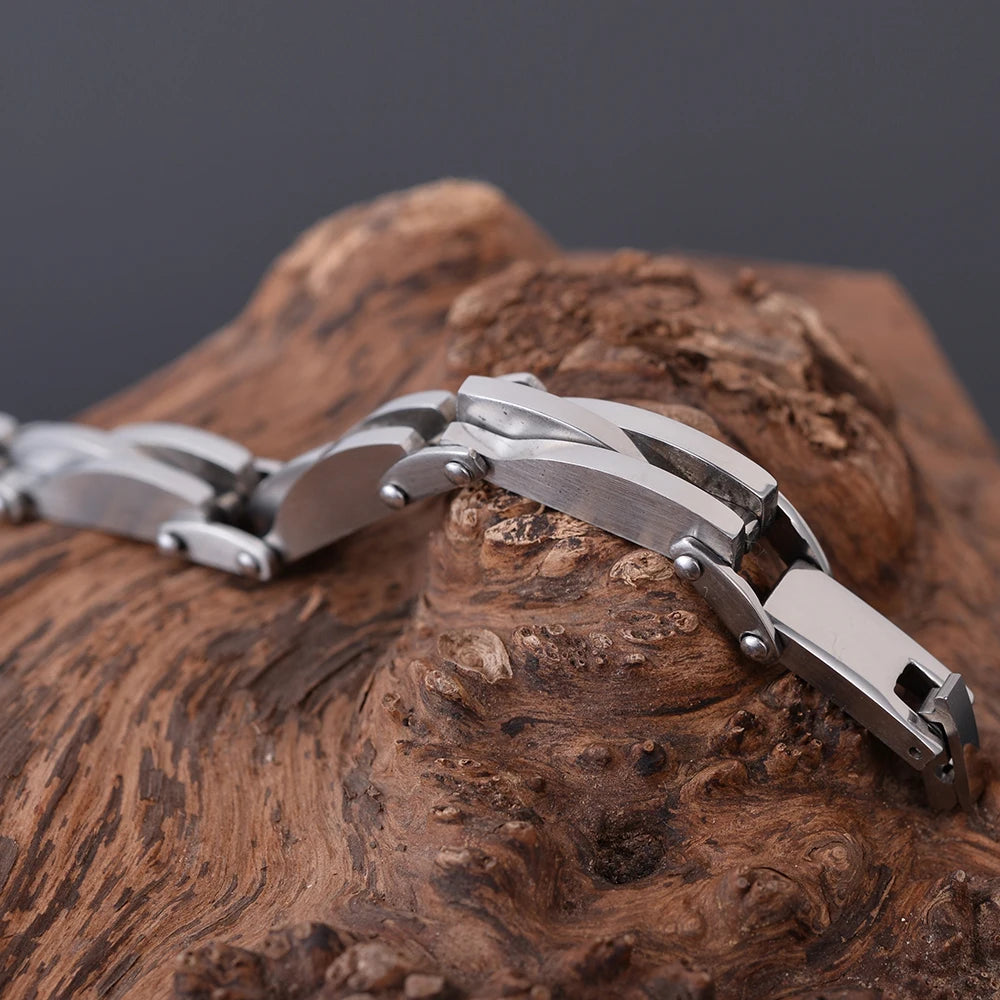 Bracelet Men 11MM Wide 8.67" Long Mens Cuff Bracelets & Bangles Solid Metal Stainless Steel On Hand Jewelry Boys