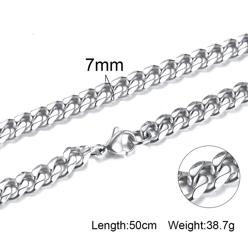 Cuban Link Chain Necklace 3-7mm — Stainless Steel