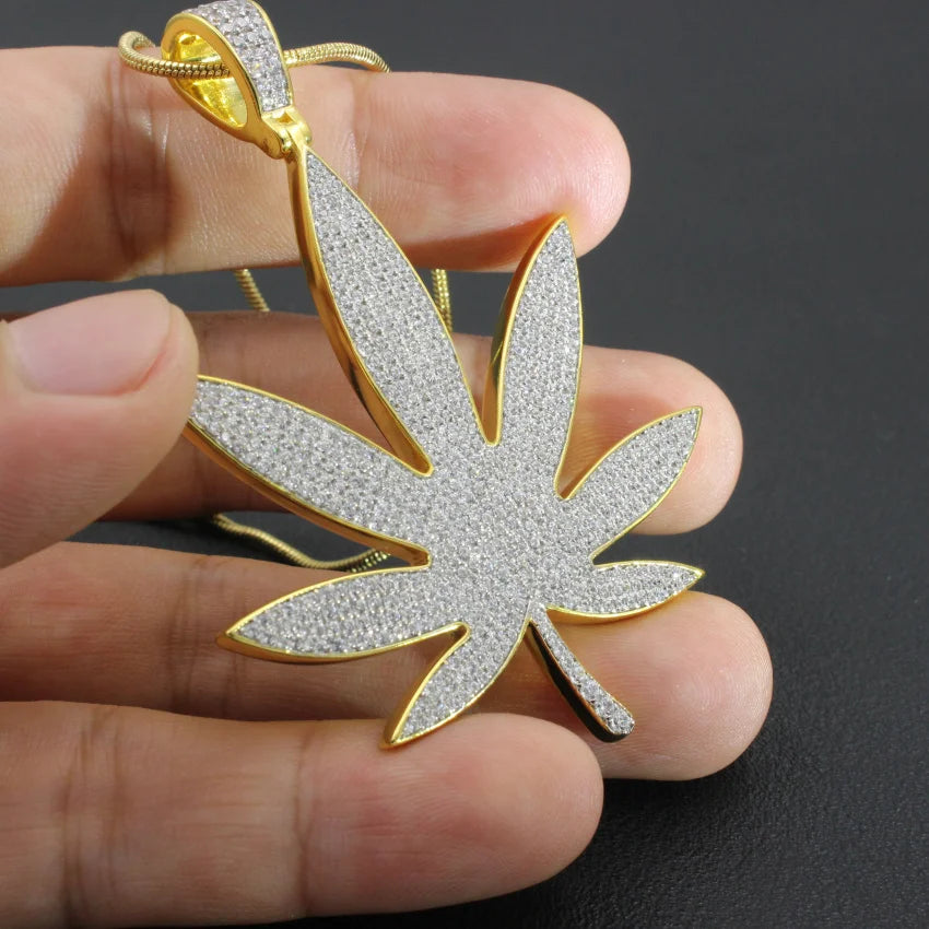 Iced Out Maple Leaf Pendant — 925 Silver