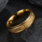 Roman Numeral Ring — 6mm Stainless Steel