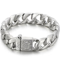 Matte Stainless Steel Men's Wrist Bracelet for Man 15MM Wide Iron On Hand Chain Bracelets Homme Bangle Bikers Jewelry