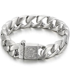 Matte Stainless Steel Men's Wrist Bracelet for Man 15MM Wide Iron On Hand Chain Bracelets Homme Bangle Bikers Jewelry