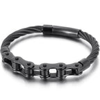 Black Stainless Steel Men's Bracelet Gold Color Handmade Braided Bicycle Motorcycle Chain Bracelets For Men Male Hand