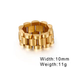 Fongten Retro Watch Link Chain Men Ring Stainless Steel Rock Biker Finger Men and Women Punk Couple Rings Fashion Jewelry Gift