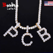 Iced Out Gold Letter Pendant 4MM — Tennis Chain