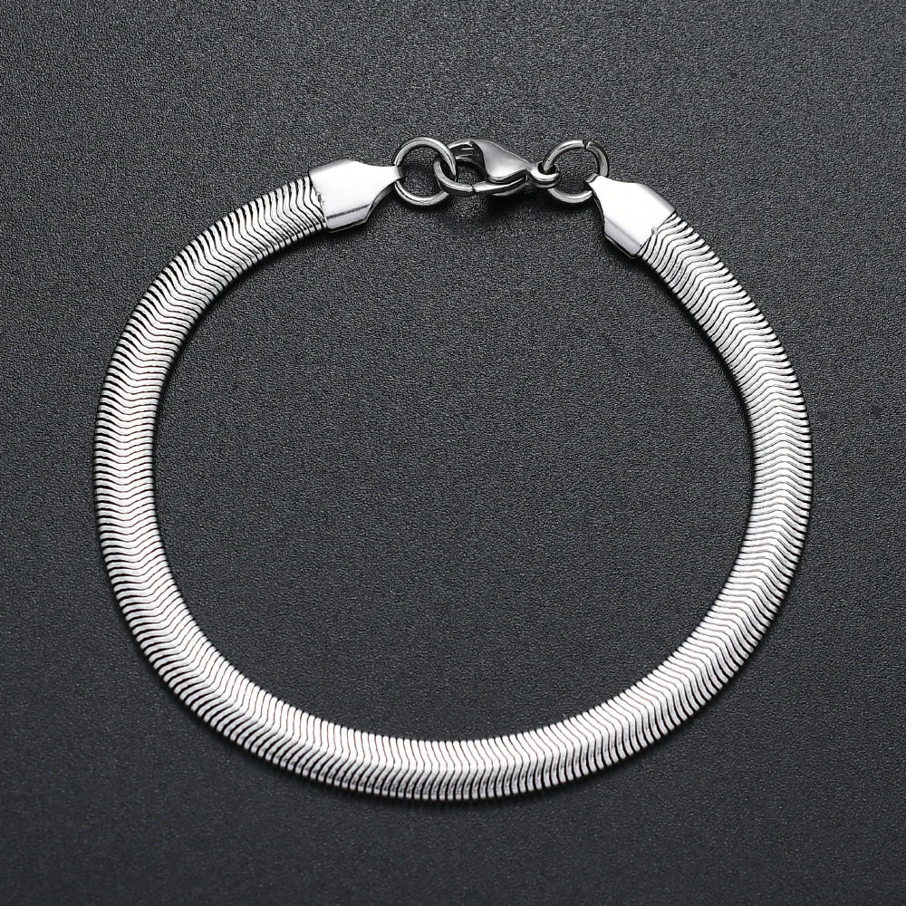 Snake Chain Link Bracelet 6mm — 316L Stainless Steel, 18cm & 20cm