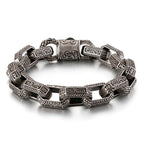 Fongten Vintage Square Bracelet For Men Stainless Steel Totem Viking Charm Heavy Bracelets Bangle Male Jewelry Pulsera