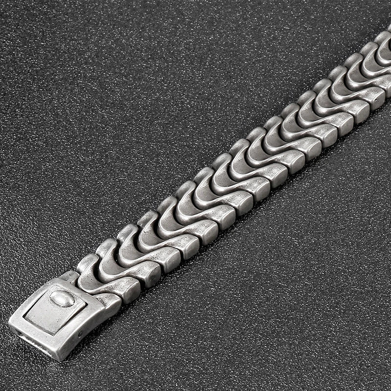 Men's Stainless Steel 16MM Keel Chain Bracelet For Man 8.46 Inches Vintage Old Silver Color Metal Jewellery Items