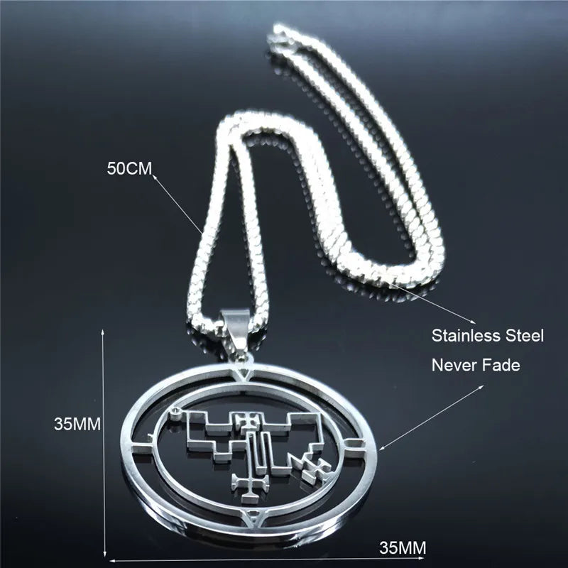 Demon Seal Vual Pendant — Silver Stainless