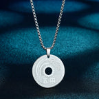 CHENGXUN Lucky Japanese Coin Necklace Mens Womens 5 Yen Coin Pendant Necklace Vintage Stainless Steel Good Luck Jewelry Gift