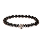 Luxury Men Stone Beads Skull Erkek Bileklik Bracelet Set Black CZ Crown Copper Bracelets For Women Pulseras Mujer