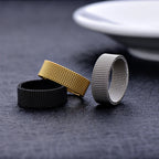 Hot sale width 8MM stainless steel gold black color mesh finger ring fashion jewelry for men and women Size 7-10# drop