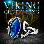 BEIER  NEW Cool Blue/Red/Black Zircon Northern Europe Viking Stainless Steel Ring Vintage Retro geometry Jewelry For Man BR8-269