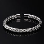 Luxury Roman Royal Classic Titanium Steel Hemp Rope Buckle Open Bangle Bracelets Fashion Type C Twisted Numeral For Men
