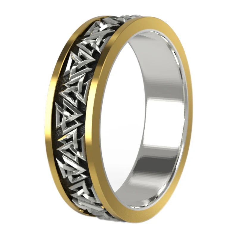 925 Silver Nordic Viking Ring Trendy Valknut Ring Silver Welding Copper Rune Tail Ring Fashion Jewelry