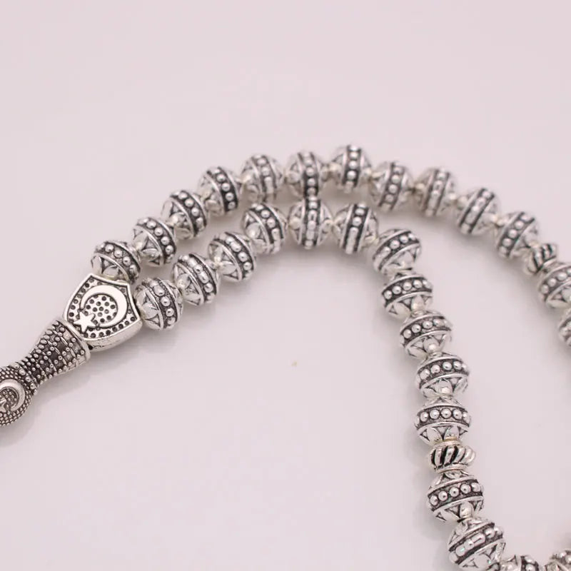 Ottoman Turkish Persian Crescent Moon Star Amulet Prayer 33 beads tasbih bracelets muslim Tasbih Allah Rosary