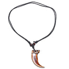 Tribal African Yak Bone Tusk Choker Necklace — Mixed Metal