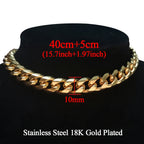 Punk Cuban Link Choker Necklace Collar Statement Chunky Stainless Steel Gold Color Thick Chain Necklace For Men Women Jewelry
