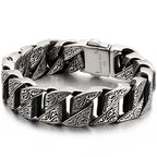 Heavy 316L Stainless Steel Men's Bracelet Vintage Pattern Link Chain Hand Bracelets for Man Massive Male Jewelry