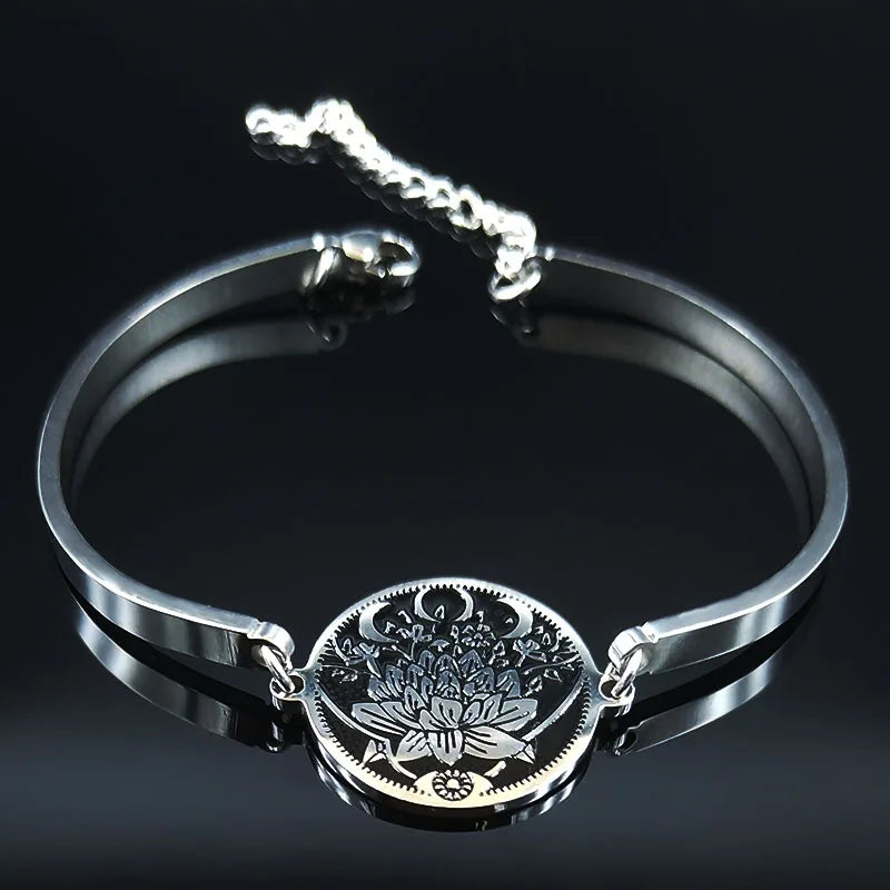 Flower of Life Silver Bracelet — Stainless Steel