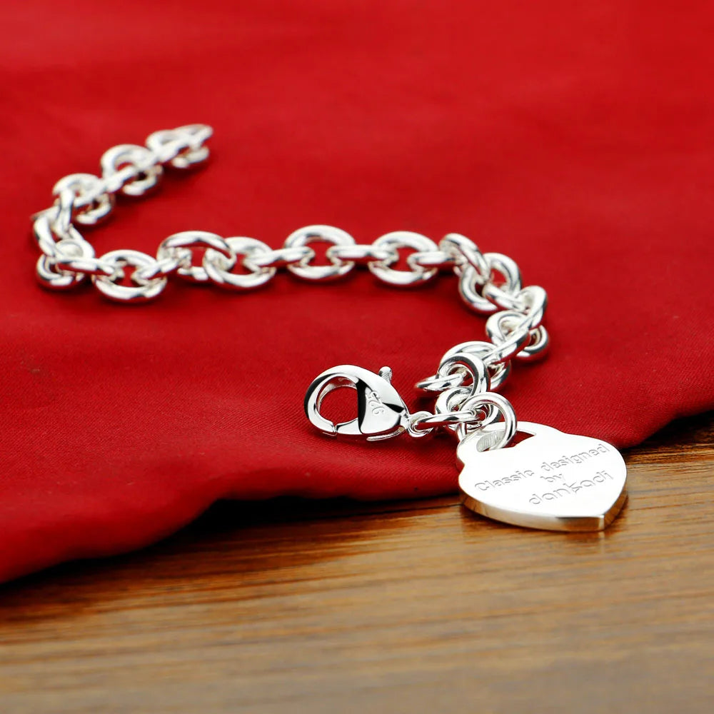 Hot Sales Charm Bracelets for Women Fashion 100% 925 Sterling Silver Love Heart Knot Cuff Bangle Bracelet Jewelry Gift Pulseira