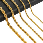 Gold Twisted Rope Chain Choker Necklace 6mm — Stainless Steel