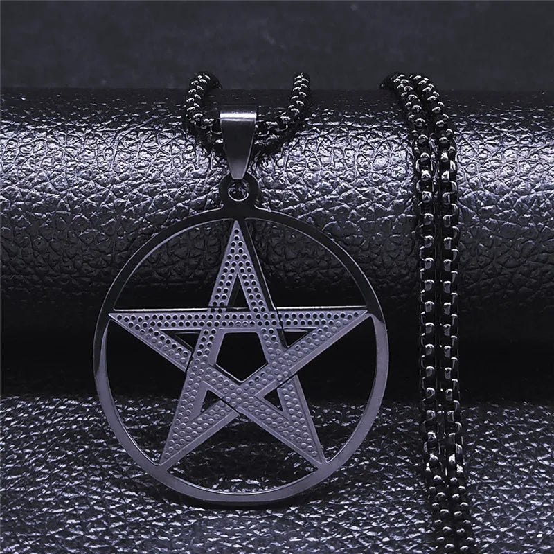 Star Steel Pendant Divination Witchcraft Pentagram