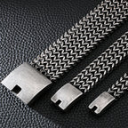 12/18/30MM Wide Black Stainless Steel Bracelet Men 23CM Retro Massive Mens Charm Bracelets 2020 Friendship Mens