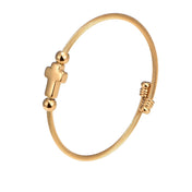 Jesus Cross Hemp Rope Buckle Open Cuff Bracelet — Stainless Steel