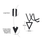 Black Triangle Pendant Necklace — Stainless