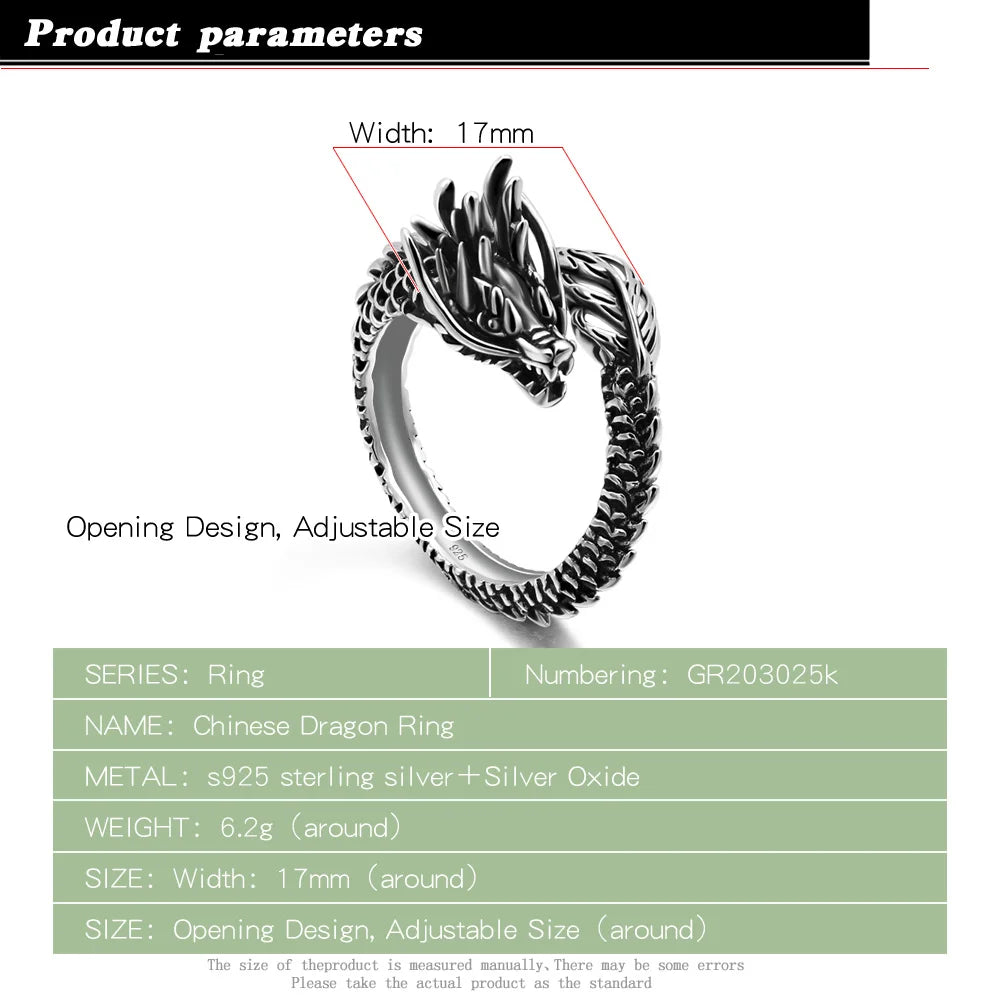 925 Silver Vintage Dragon Ring